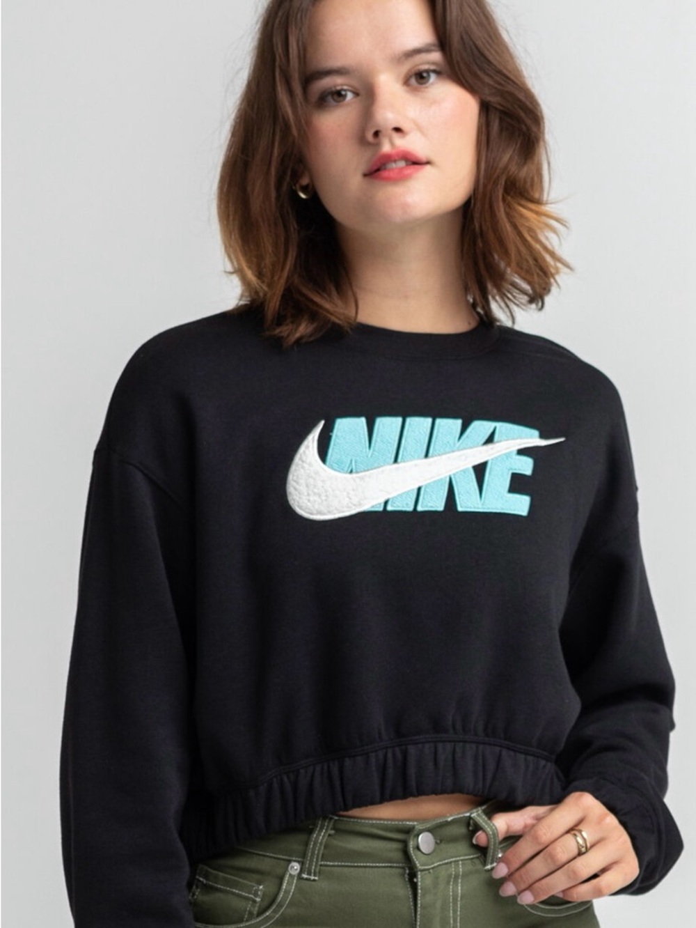 Nike Women's Sportswear Icon Clash Fleece Crew Neck Sweatshirt Black Size XL